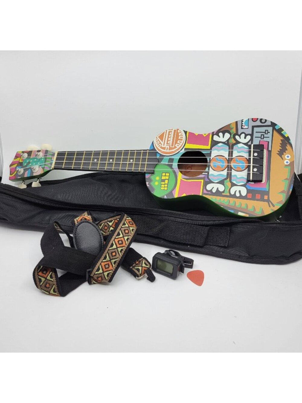 HonSing Ukulele Beginner's Instrument w/ Case, Tuner, Strap, & Pick